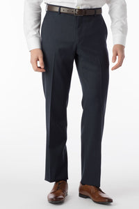Super 120s Wool Gabardine Comfort-EZE Trouser in Navy Mix, Size 31 (Dunhill Traditional Fit) by Ballin