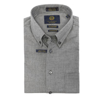 Cotton and Wool Blend Button-Down Shirt in Flannel Grey by Viyella