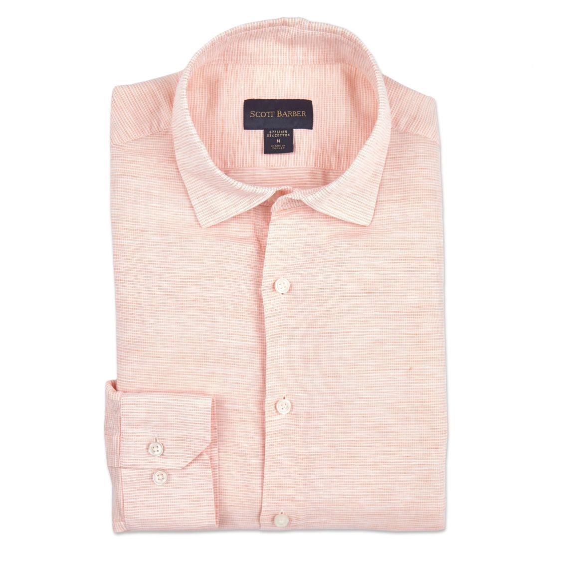 Linen and Cotton Barre Sport Shirt in Apricot by Scott Barber