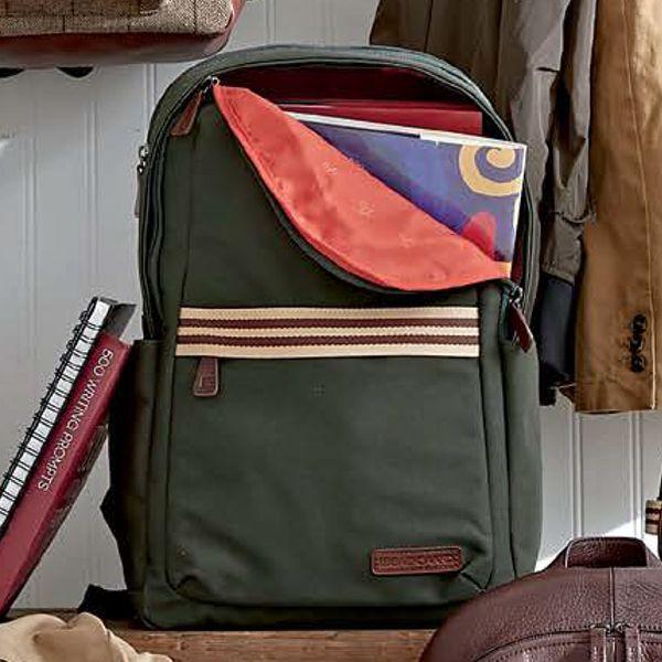 Teddy Zipper Backpack in Green Canvas by Baekgaard