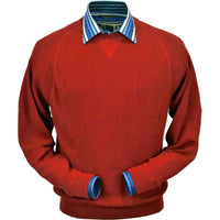 Baby Alpaca 'Links Stitch' Sweatshirt-Style Crew Neck Sweater in Wisconsin Red by Peru Unlimited