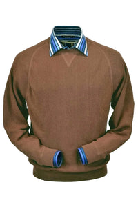 Baby Alpaca 'Links Stitch' Sweatshirt-Style Crew Neck Sweater in Camel by Peru Unlimited