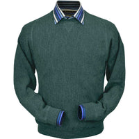 Baby Alpaca 'Links Stitch' Sweatshirt-Style Crew Neck Sweater in Bluegrass Heather by Peru Unlimited