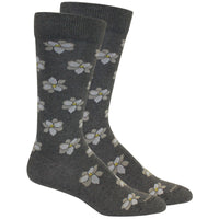 'Magnolia' Pattern Cotton Socks in Grey Heather by Brown Dog Hosiery