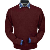 Baby Alpaca 'Links Stitch' Sweatshirt-Style Crew Neck Sweater in Dark Burgundy by Peru Unlimited