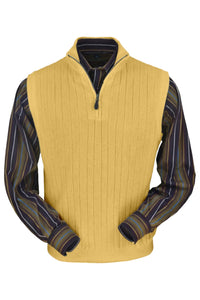 Baby Alpaca 'Links Stitch' Ribbed Zip-Neck Sweater Vest in Gold by Peru Unlimited