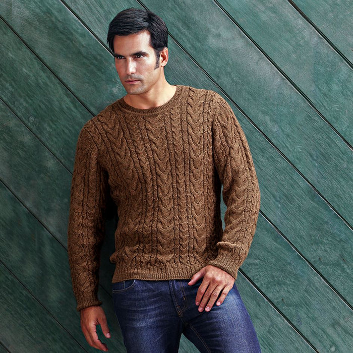 Baby Alpaca Cable Knit Crew Neck Sweater (Choice of Colors) by Peru Unlimited