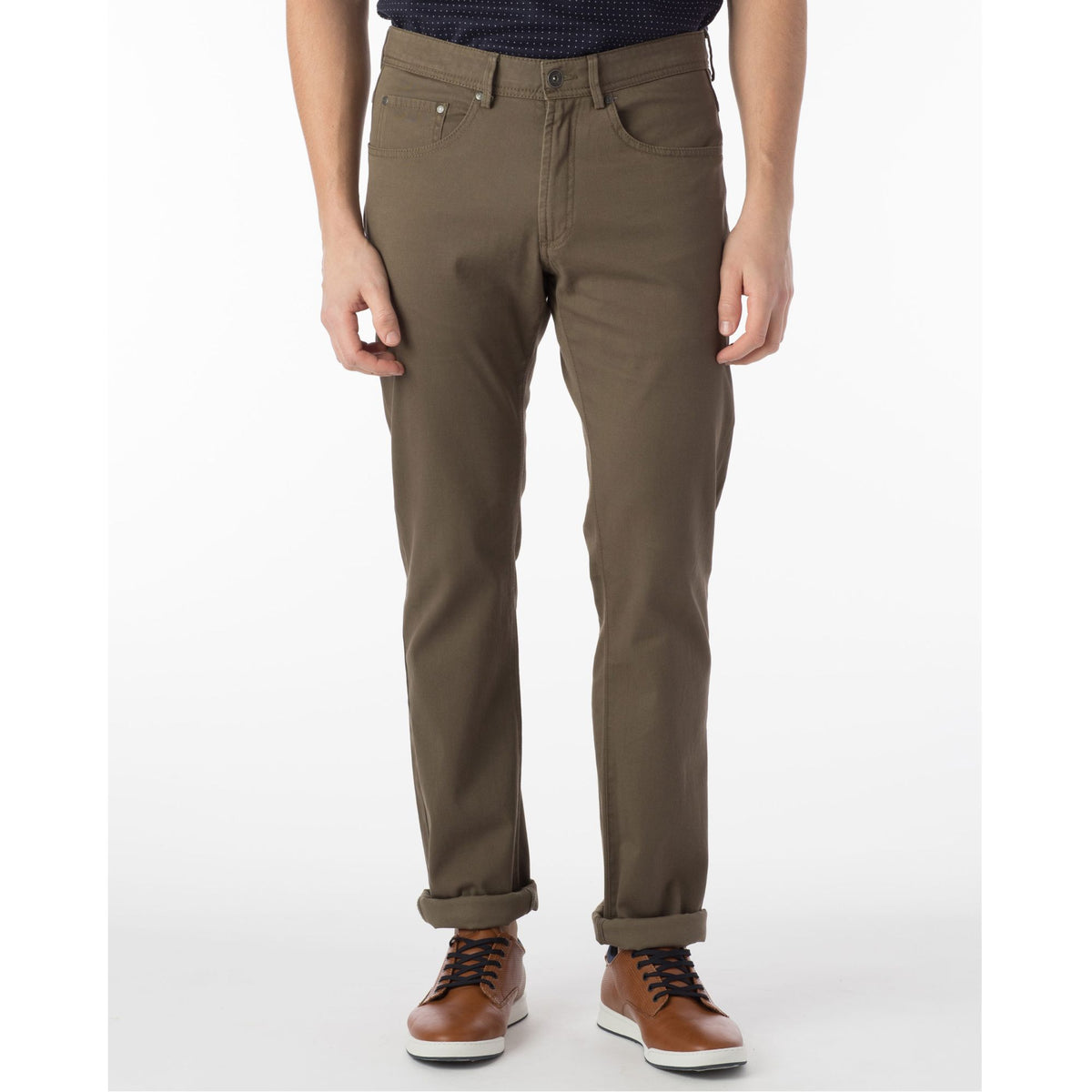 Perma Color Pima Twill 5 Pocket Pants in Fatigue Crescent Modern Fit by Ballin