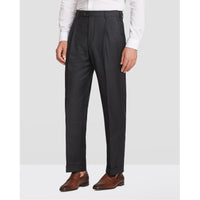 Bennett Double Pleated Super 120s Wool Serge Trouser in Charcoal (Full Fit) by Zanella