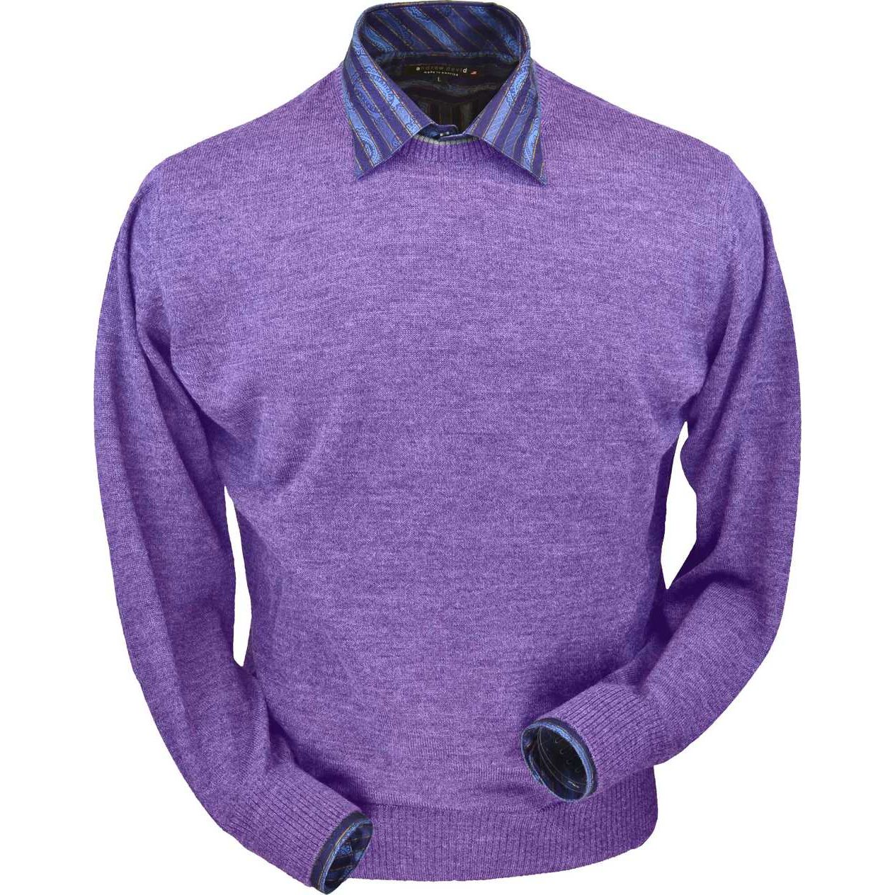 Royal Alpaca Crew Neck Sweater in Lilac Heather by Peru Unlimited