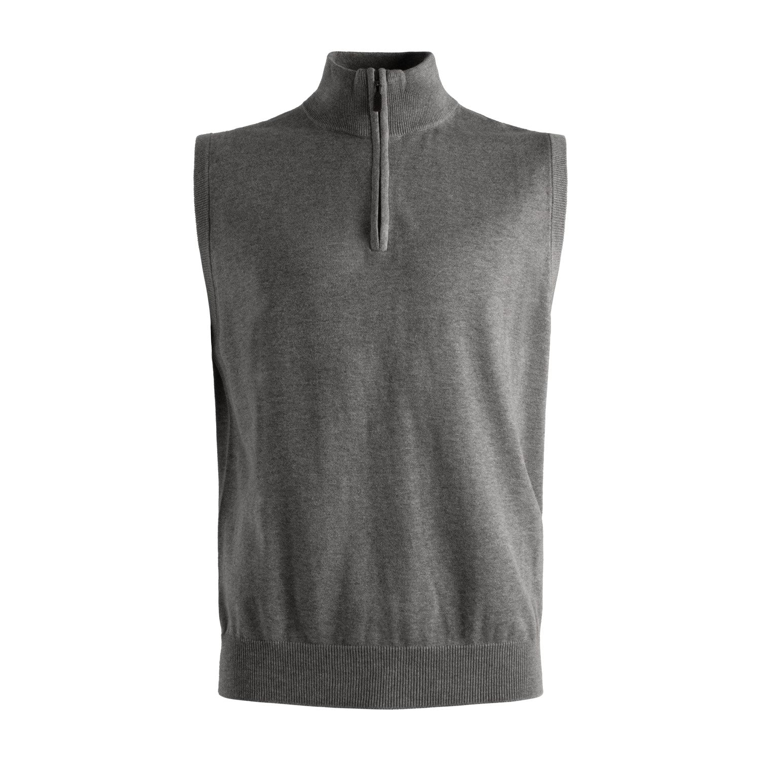 Cotton and Silk Blend Zip-Neck Sweater Vest in Grey by Viyella