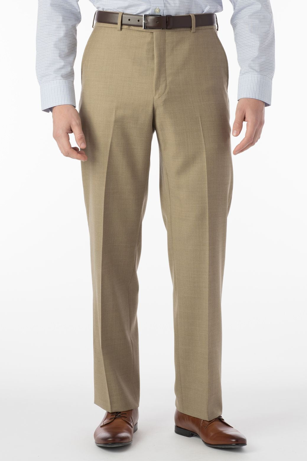 Super 120s Luxury Wool Serge Comfort-EZE Trouser in Tan, Size 33 (Dunhill Traditional Fit) by Ballin