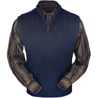 Baby Alpaca 'Links Stitch' Ribbed Zip-Neck Sweater Vest in Midnight Heather by Peru Unlimited