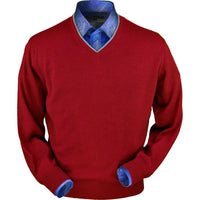 Royal Alpaca V-Neck Sweater in Red by Peru Unlimited