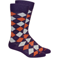 Argyle Cotton Socks in Purple and Orange by Brown Dog Hosiery