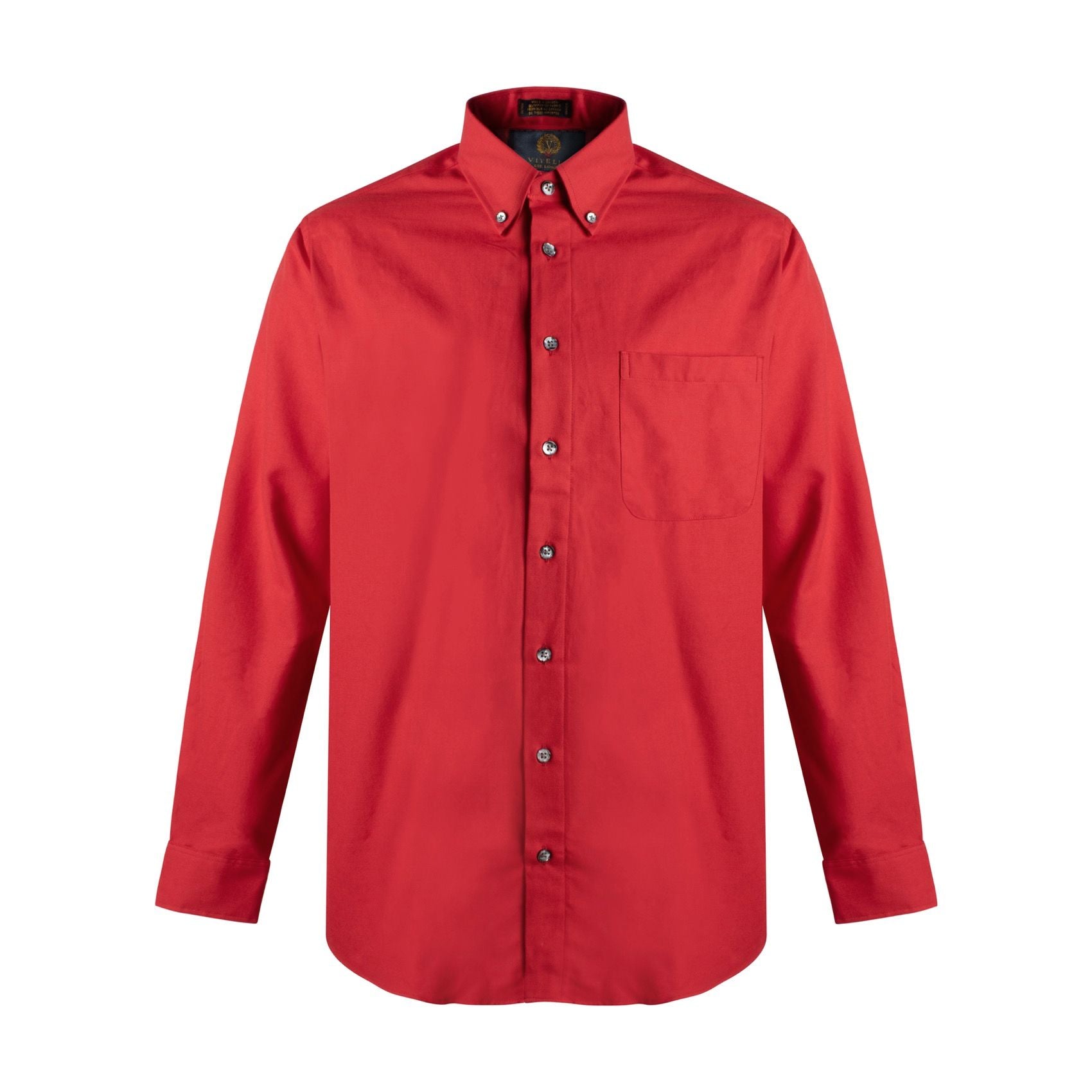 Cotton and Wool Blend Button-Down Shirt in Red by Viyella