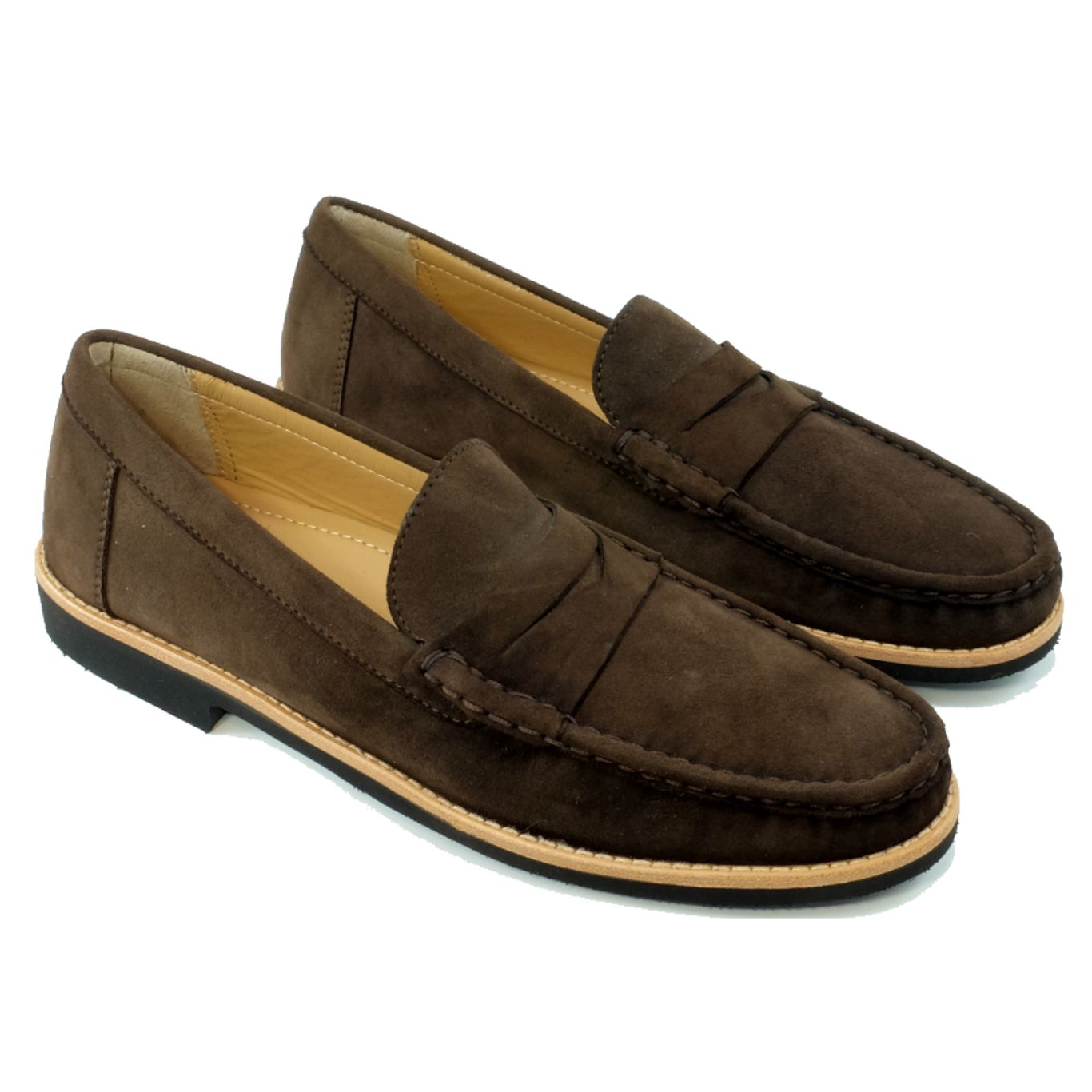 Worchester Suede Penny Loafer in Brown by Alan Payne Footwear