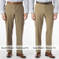 Super 120s Wool Travel Twill Comfort-EZE Trouser in Khaki, Size 36 (Dunhill Traditional Fit) by Ballin