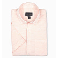 Linen and Cotton Barre Short Sleeve Sport Shirt in Apricot by Scott Barber