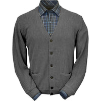 Baby Alpaca 'Links Stitch' V-Neck Cardigan Sweater in Medium Grey Heather by Peru Unlimited