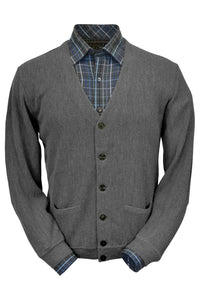 Baby Alpaca 'Links Stitch' V-Neck Cardigan Sweater in Medium Grey Heather by Peru Unlimited