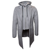 Wool Blend 3-Button Coat with Zip-Out Hood in Grey by Viyella