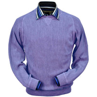 Baby Alpaca 'Links Stitch' Sweatshirt-Style Crew Neck Sweater in Lilac Heather by Peru Unlimited