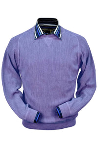 Baby Alpaca 'Links Stitch' Sweatshirt-Style Crew Neck Sweater in Lilac Heather by Peru Unlimited