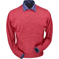Royal Alpaca Crew Neck Sweater in Red Coral Heather by Peru Unlimited