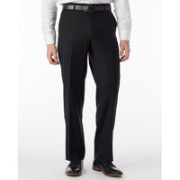 Super 120s Wool Travel Twill Comfort-EZE Trouser in Black (Flat Front Models) by Ballin