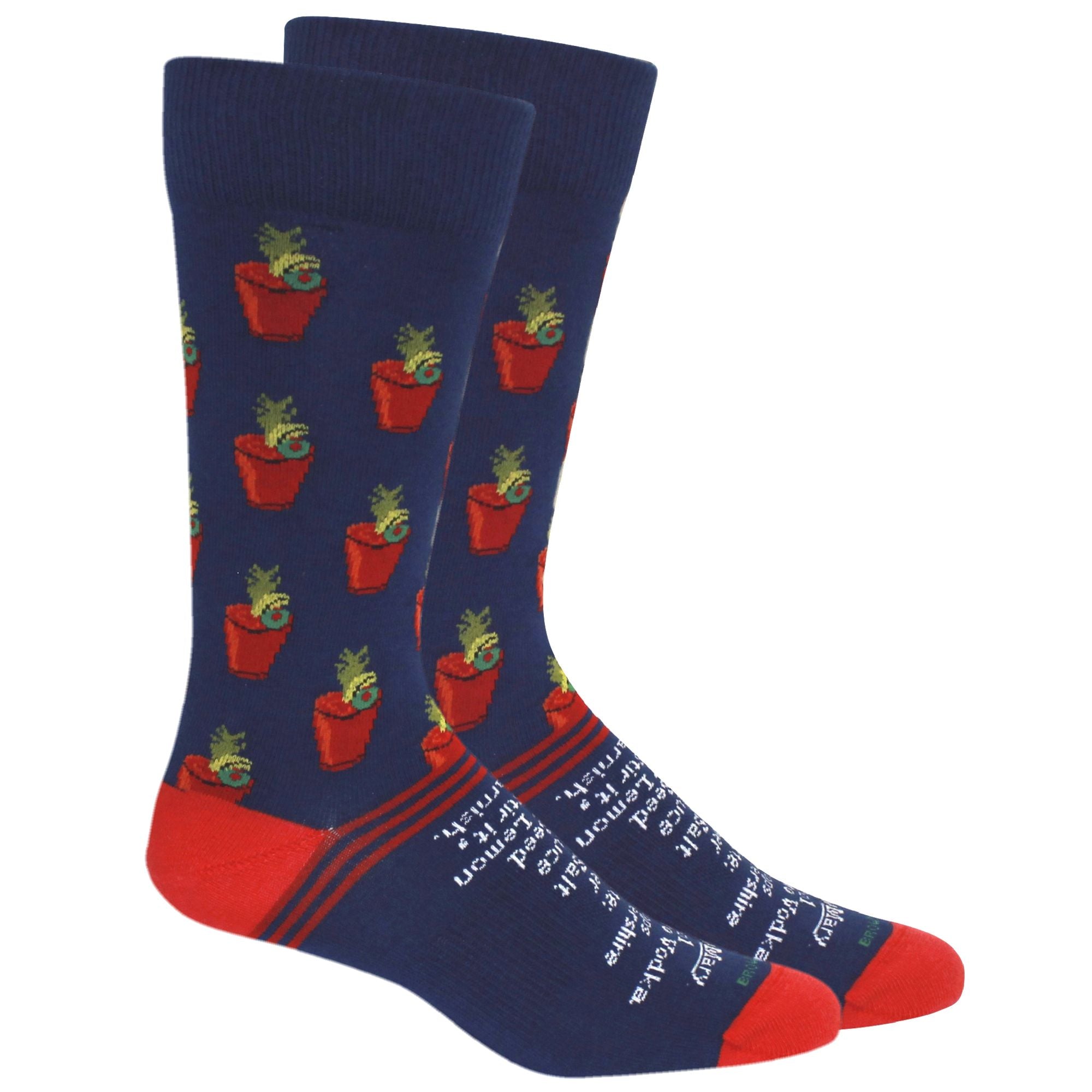 'Poppy' Bloody Mary Recipe Cotton Socks in Insignia Blue by Brown Dog Hosiery