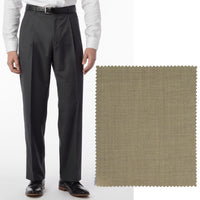 Super 120s Luxury Wool Serge Comfort-EZE Trouser in Tan (Manchester Pleated Model) by Ballin