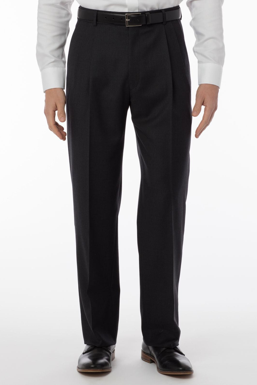 Super 120s Luxury Wool Serge Comfort-EZE Trouser in Charcoal (Manchester Pleated Model) by Ballin