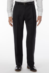 Super 120s Luxury Wool Serge Comfort-EZE Trouser in Charcoal (Manchester Pleated Model) by Ballin