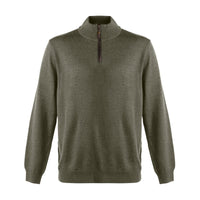 Extra Fine 'Zegna Baruffa' Merino Wool Quarter-Zip Sweater in Sage Melange by Viyella