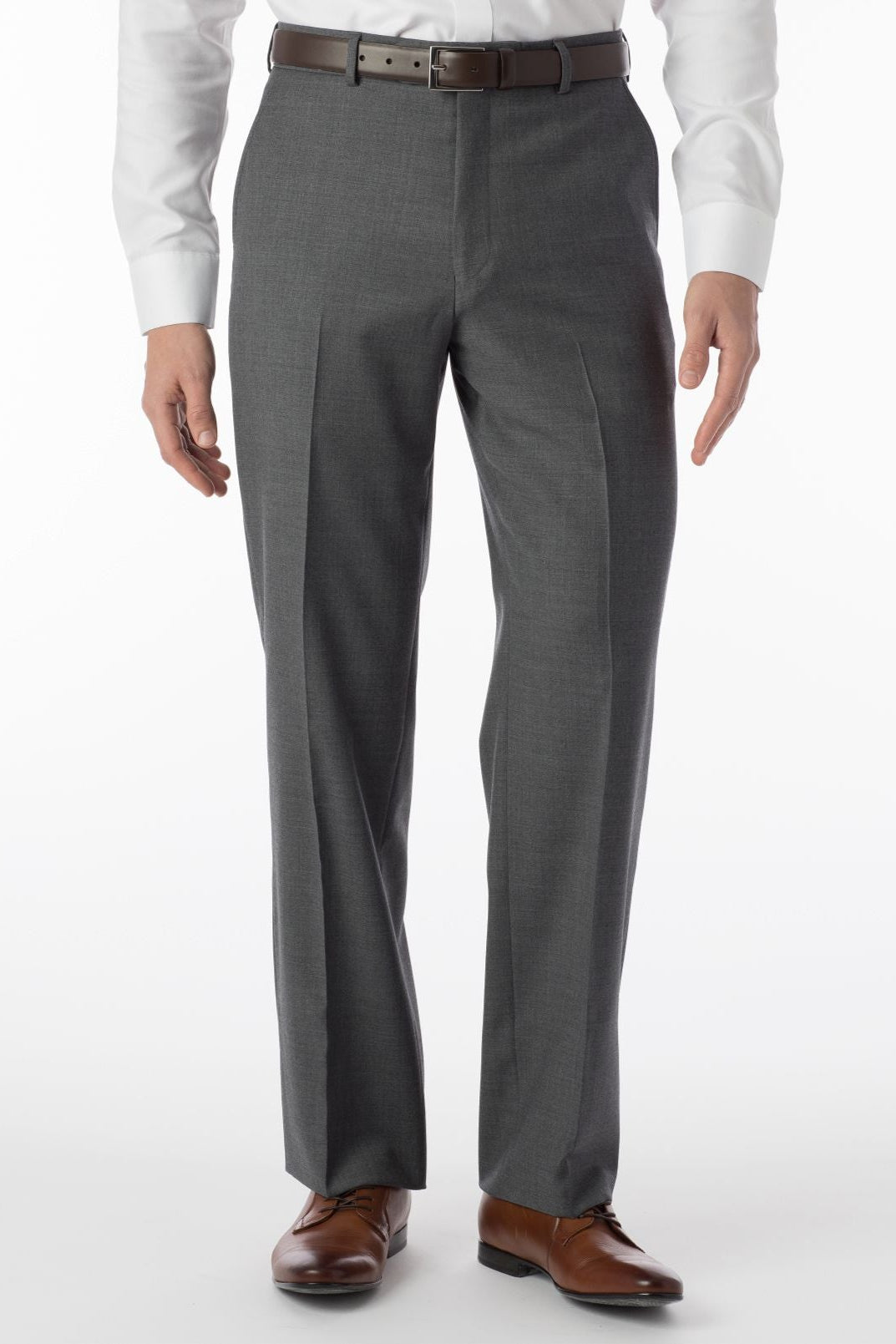 Super 120s Luxury Wool Serge Comfort-EZE Trouser in Medium Grey, Size 36 (Dunhill Traditional Fit) by Ballin