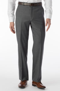 Super 120s Luxury Wool Serge Comfort-EZE Trouser in Medium Grey, Size 36 (Dunhill Traditional Fit) by Ballin