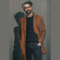 Wool Blend 3 Button Coat in Camel by Viyella