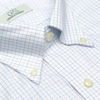The Palmer - Wrinkle-Free Tattersall Cotton Dress Shirt with Button-Down Collar in Blue and Lavender by Cooper & Stewart