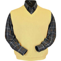 Baby Alpaca 'Links Stitch' V-Neck Sweater Vest in Yellow by Peru Unlimited