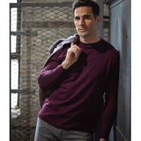 Long Sleeve Crew Neck Peruvian Cotton Tee Shirt in Aubergine by Left Coast Tee
