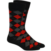 Argyle Cotton Socks in Black and Red by Brown Dog Hosiery