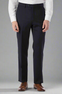 Super 130s Loro Piana Wool Gabardine Flat Front Trouser in Navy by 6 East by Ballin