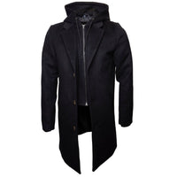 Wool Blend 3-Button Coat with Zip-Out Hood in Black by Viyella