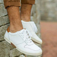 Daytona Tumbled Calfskin Leather Sneaker in White by T.B. Phelps