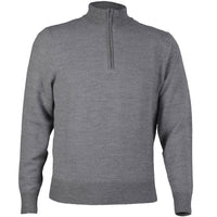 Royal Alpaca Diagonal Jacquard Half-Zip Lightweight Sweater in Silver Grey and Light Grey Heather by Peru Unlimited