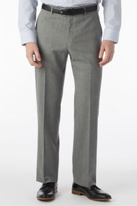 Super 120s Wool Travel Twill Comfort-EZE Trouser in Pearl Grey, Size 34 (Soho Modern Fit) by Ballin