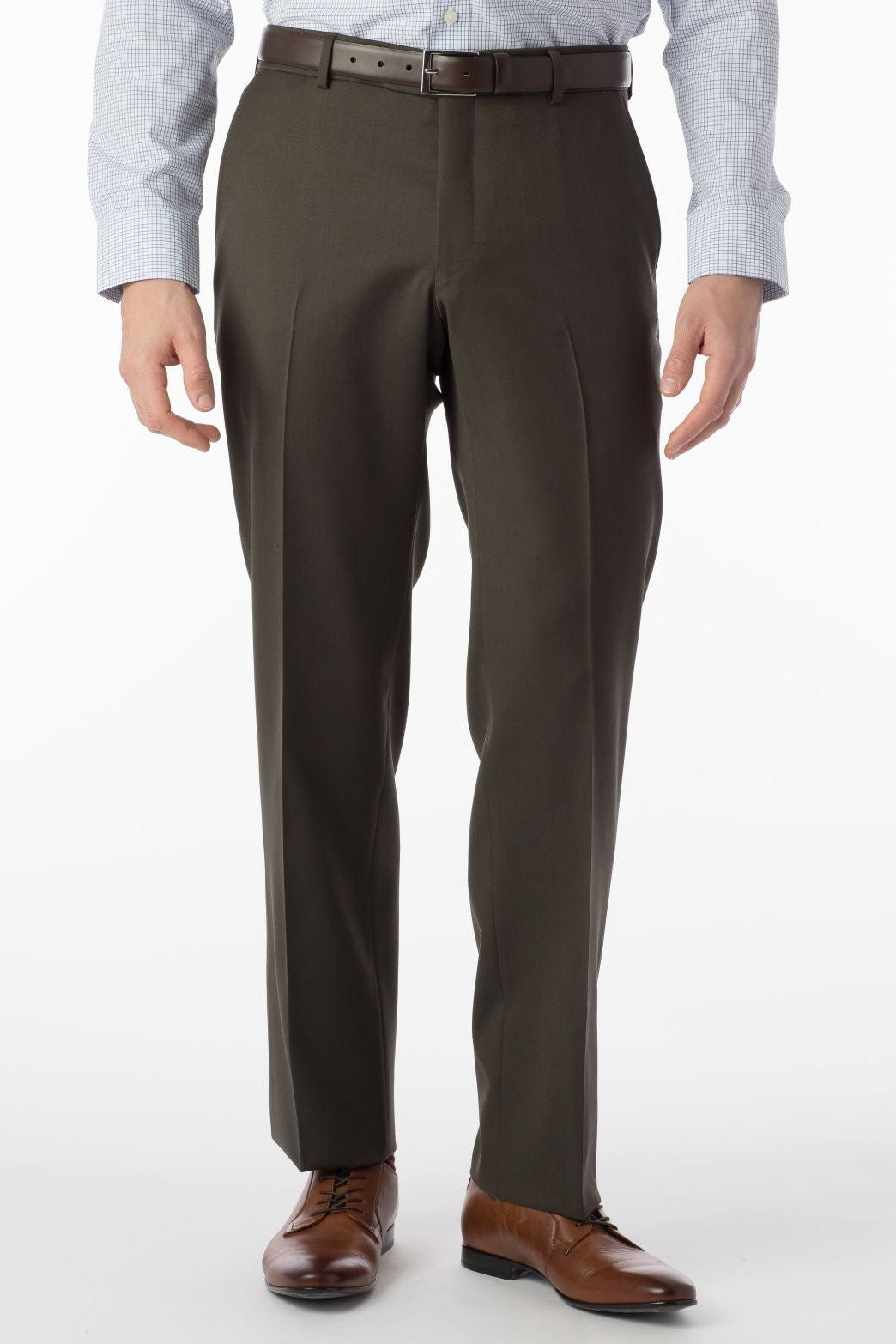 Super 120s Wool Gabardine Comfort-EZE Trouser in Loden (Flat Front Models) by Ballin