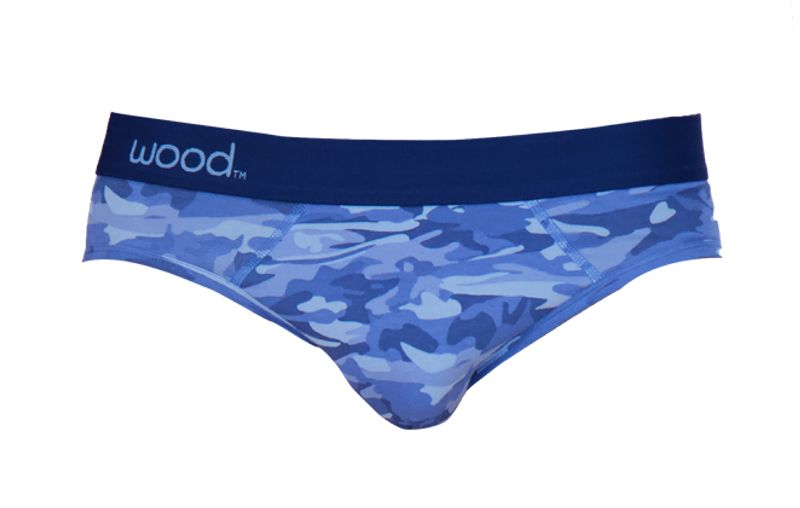 Hip Brief in Blue Camo by Wood Underwear