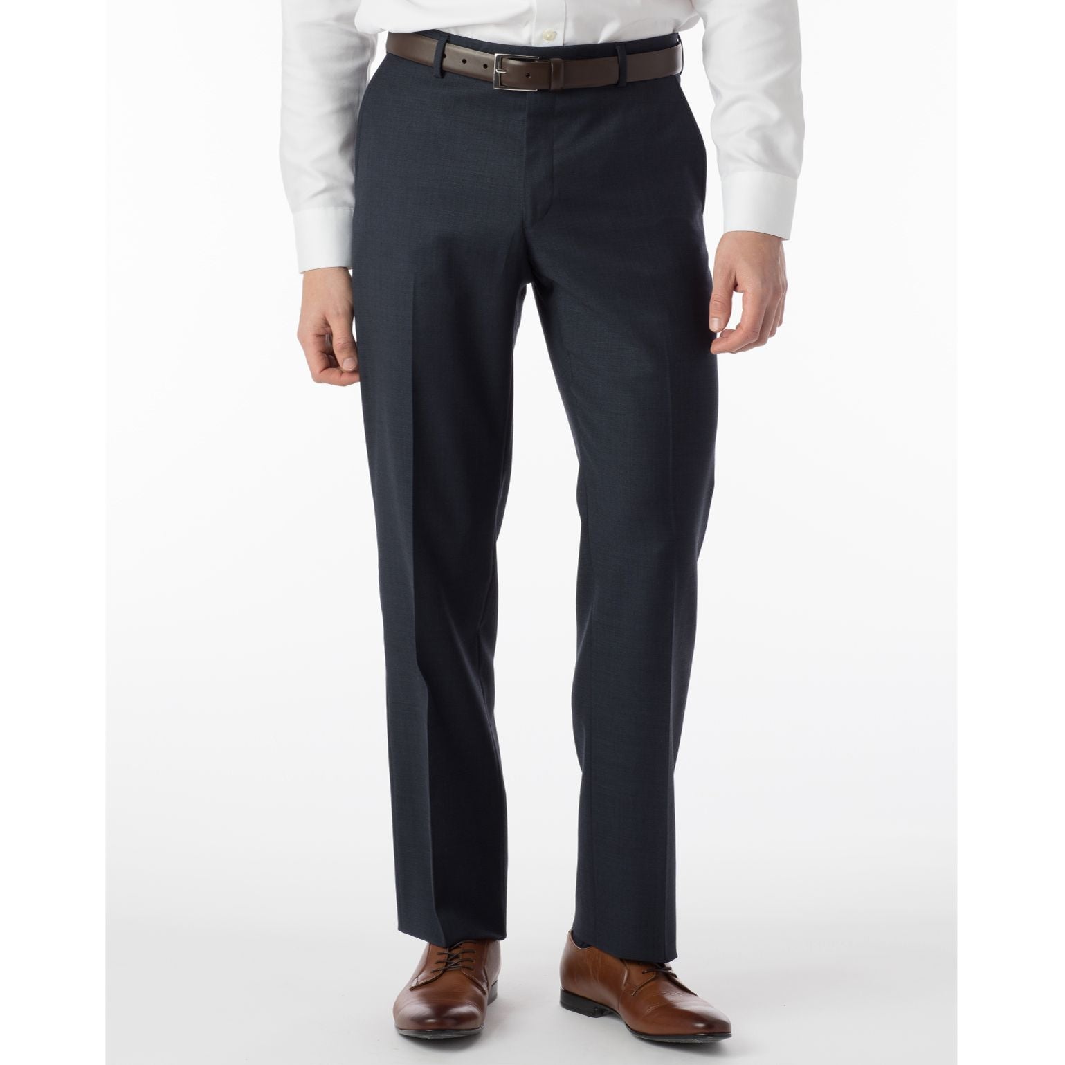 Sharkskin Super 120s Worsted Wool Comfort-EZE Trouser in Navy (Flat Front Models) by Ballin